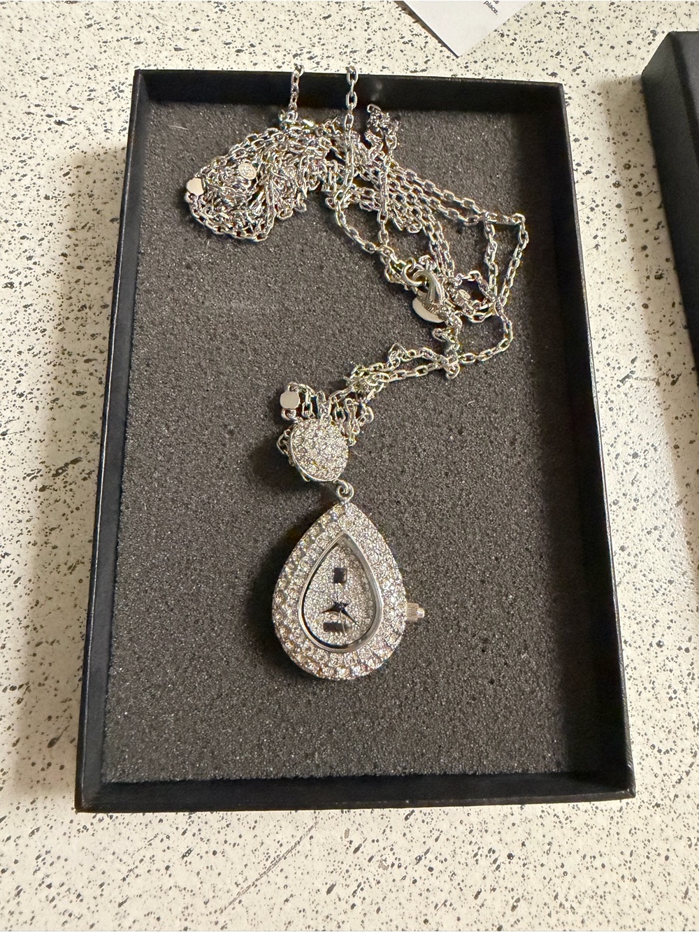 Victoria wieck Beverly Hills 60" Crystals Silver Tone Pendant Watch Necklace